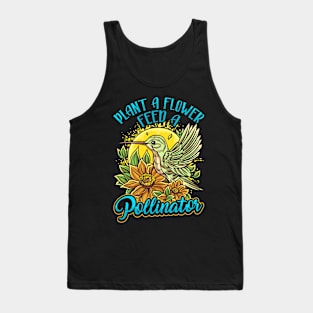 Pollinator Hummingbird & Flowers Cottage core Aesthetic Tank Top